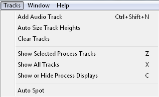 Tracks Menu - Windows